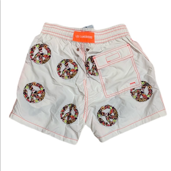 Les Canebiers Mens NWT White Peace Swim Shorts 🇫🇷 - Picture 3 of 5